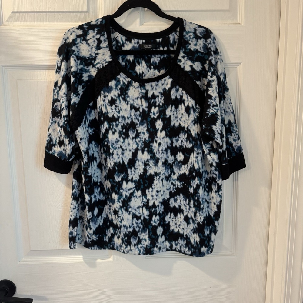 Simply Vera Vera Wang Womens Knit Top Blouse Elbow Sleeves Crochet Trim Size 2XL